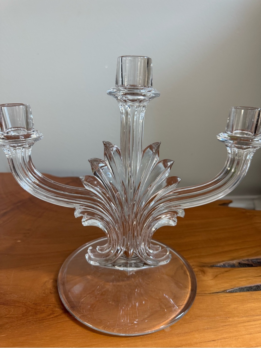 Vintage Clear Triple Light Candlestick Elegant Glass Candelabra - Picture 4 of 7